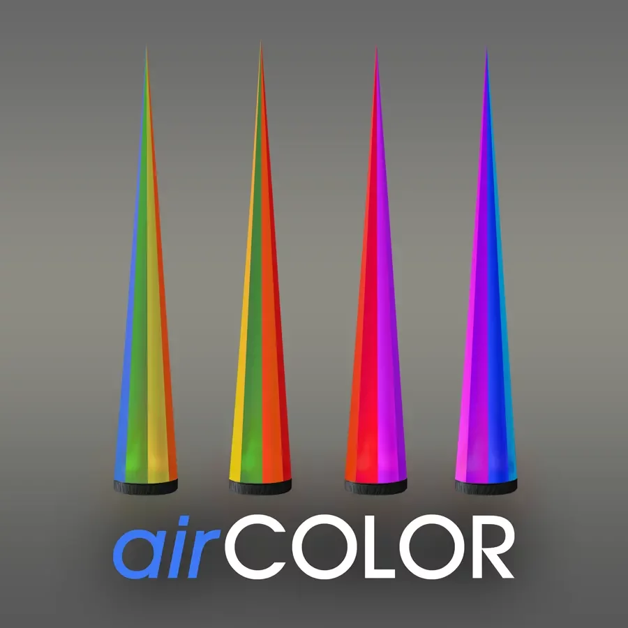 airLIGHT Aufblasbare Lichtobjekte airCOLOR Lichtkegel Cone Regenbogen Leuchtskulptur Eventdekoration