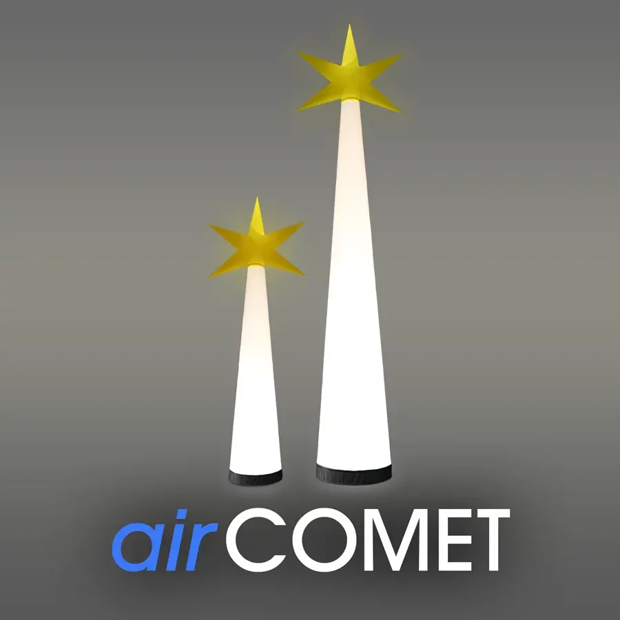 airLIGHT Aufblasbare Lichtobjekte airCOMET Lichtkegel Cone Stern Weihnachten Leuchtskulptur Eventdekoration