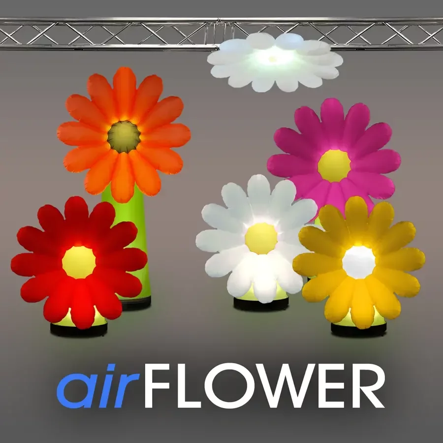 airLIGHT Aufblasbare Lichtobjekte airFLOWER Blume Blumenform Margarite Lichtkegel Cone Leuchtskulptur