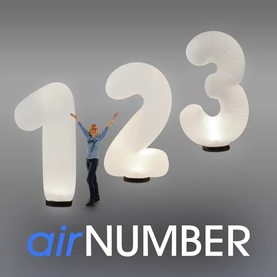 airLIGHT Aufblasbare Lichtobjekte airNUMBER Zahlen Leuchtzahlen Nummer Cone Leuchtskulptur Eventdekoration