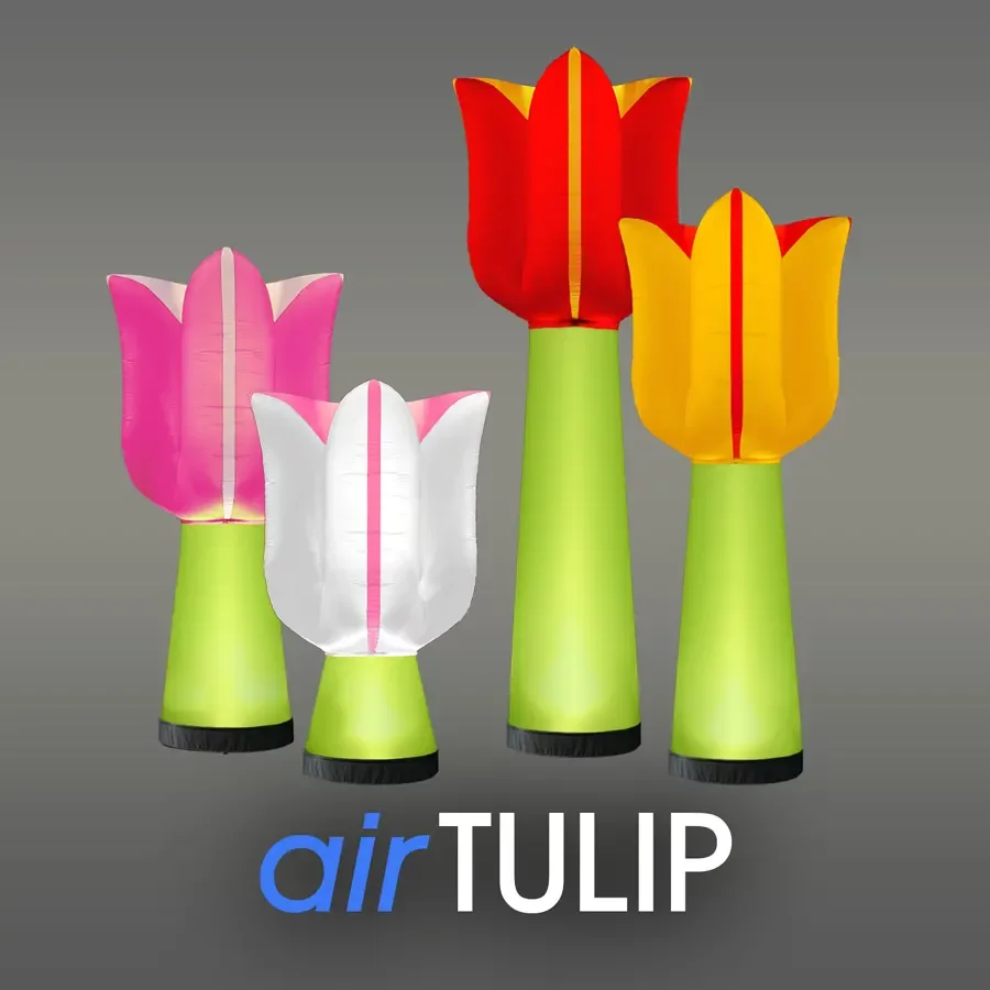 airLIGHT Aufblasbare Lichtobjekte airTULIP Blume Tulpe Lichtkegel Cone Leuchtskulptur Eventdekoration