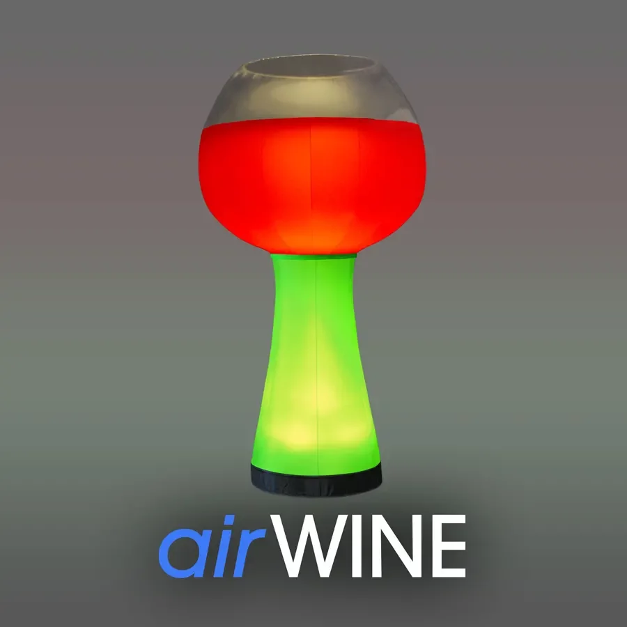 airLIGHT Aufblasbare Lichtobjekte airWINE Wein Weinglaß Rotwein Leuchtendes Glaß Cone Leuchtskulptur Eventdekoration